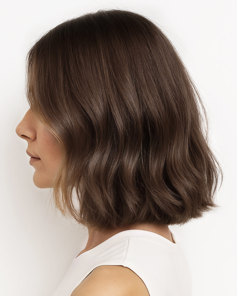 Lena | 12" Medium Brown Loose Wave Bob Glueless Swiss Lace Closure Wig - WW033