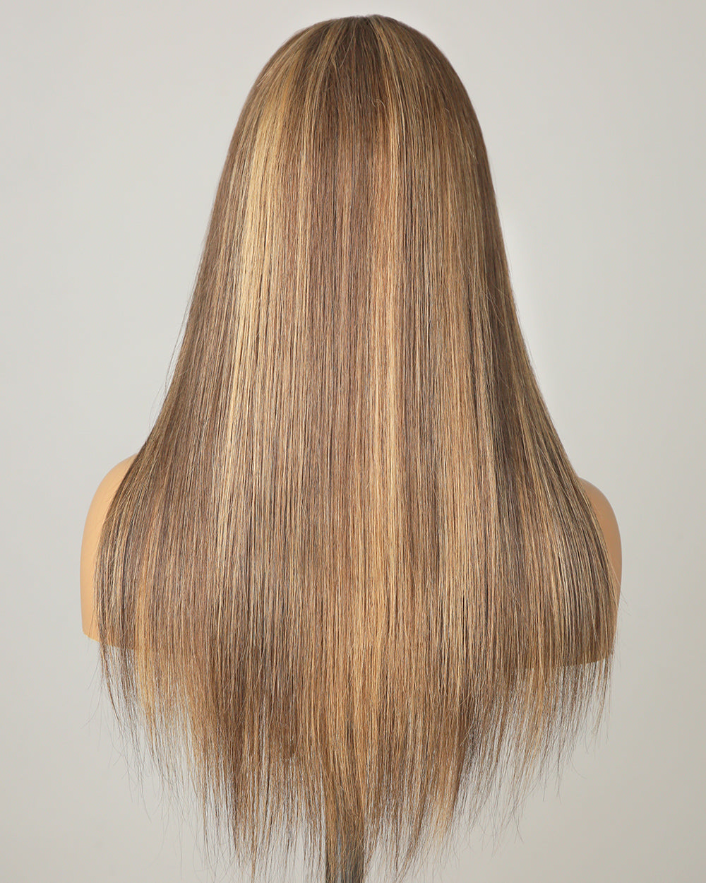 Aurora | 16" Blonde Highlights Straight Human Hair Swiss Lace Closure Wig - WLS004