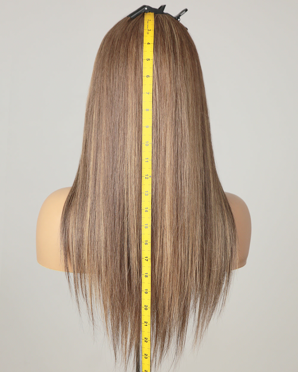Aurora | 16" Blonde Highlights Straight Human Hair Swiss Lace Closure Wig - WLS004