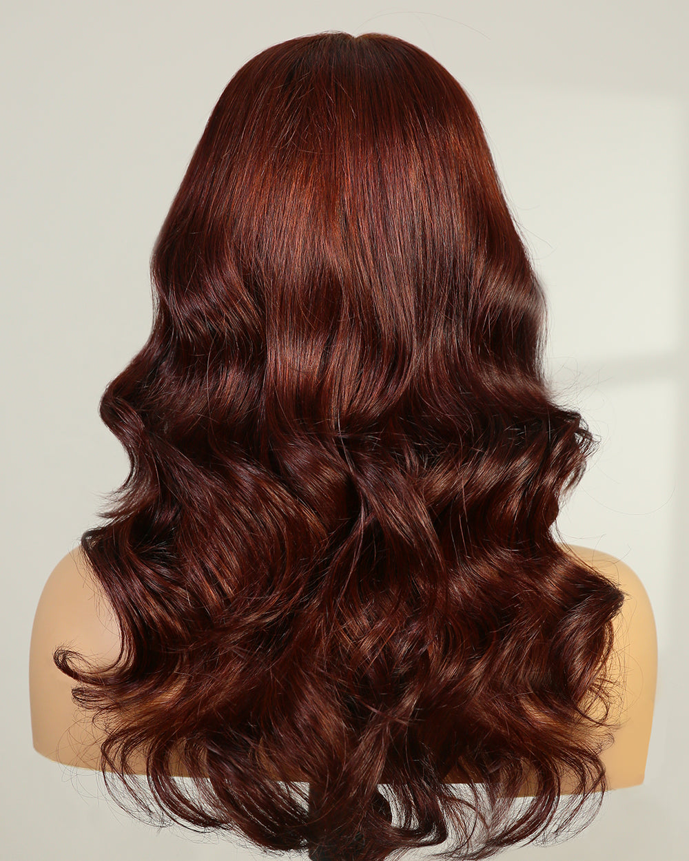 Bella | 20" Mahogany Brown Wave Human Hair Swiss Lace Closure Wig - WW021