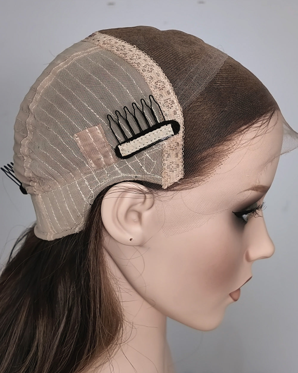 Ausverkauf | 22 Zoll Aschblond Lang Gewellt Echthaar Swiss Lace Closure Perücke - RT-2189