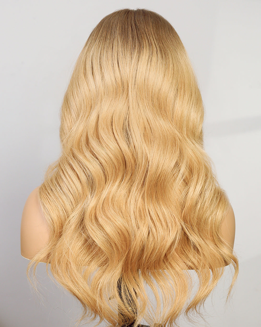 Tessa | 20" Honey Blonde Ombre Wavy Human Hair Swiss Lace Front Wig - WW013