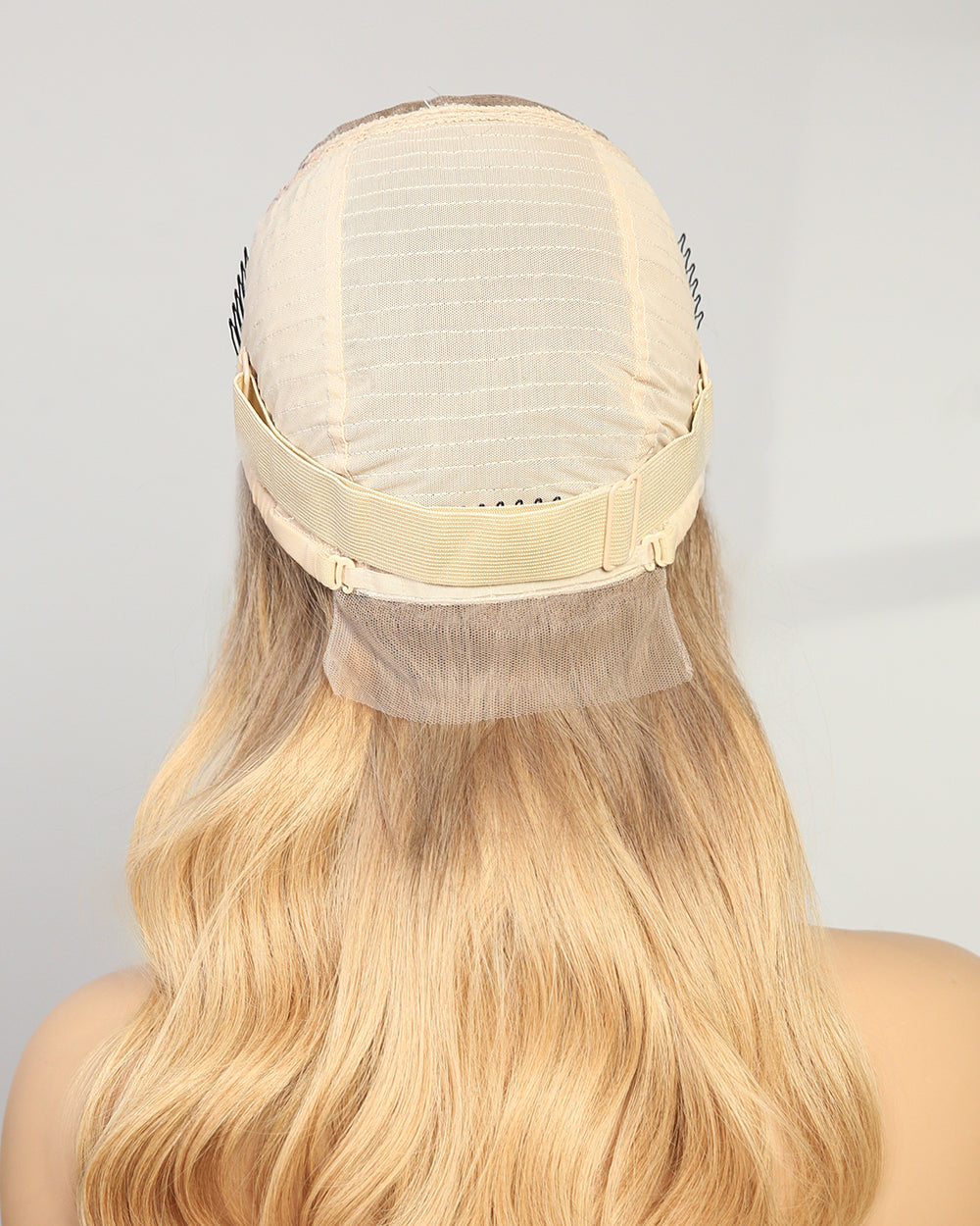 Tessa | 20" Honey Blonde Ombre Wavy Human Hair Swiss Lace Front Wig - WW013