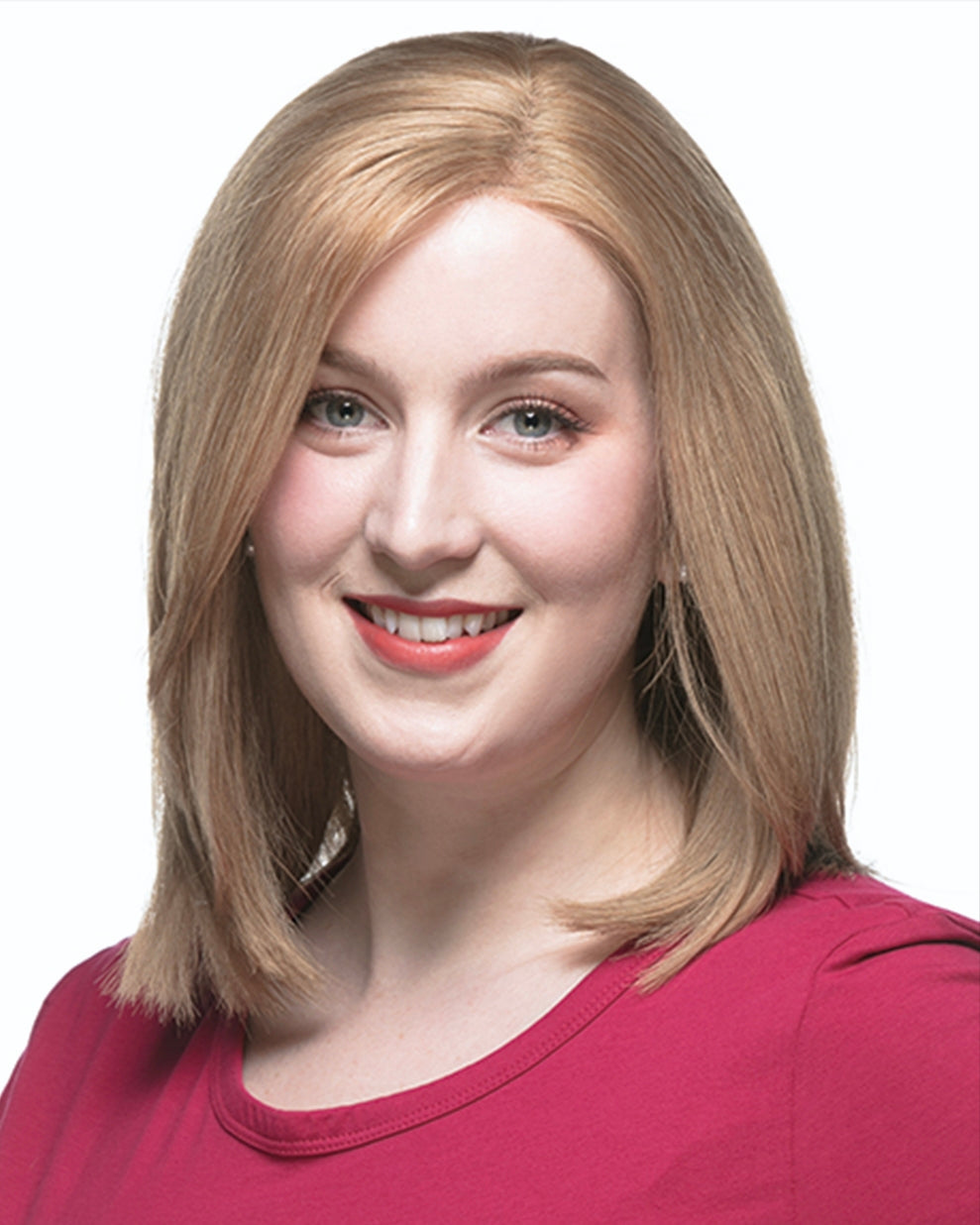 Claire | 14" Light Brown Dark Blonde Shoulder Length with Side Bangs Human Hair Swiss Lace Closure Wig - WS007