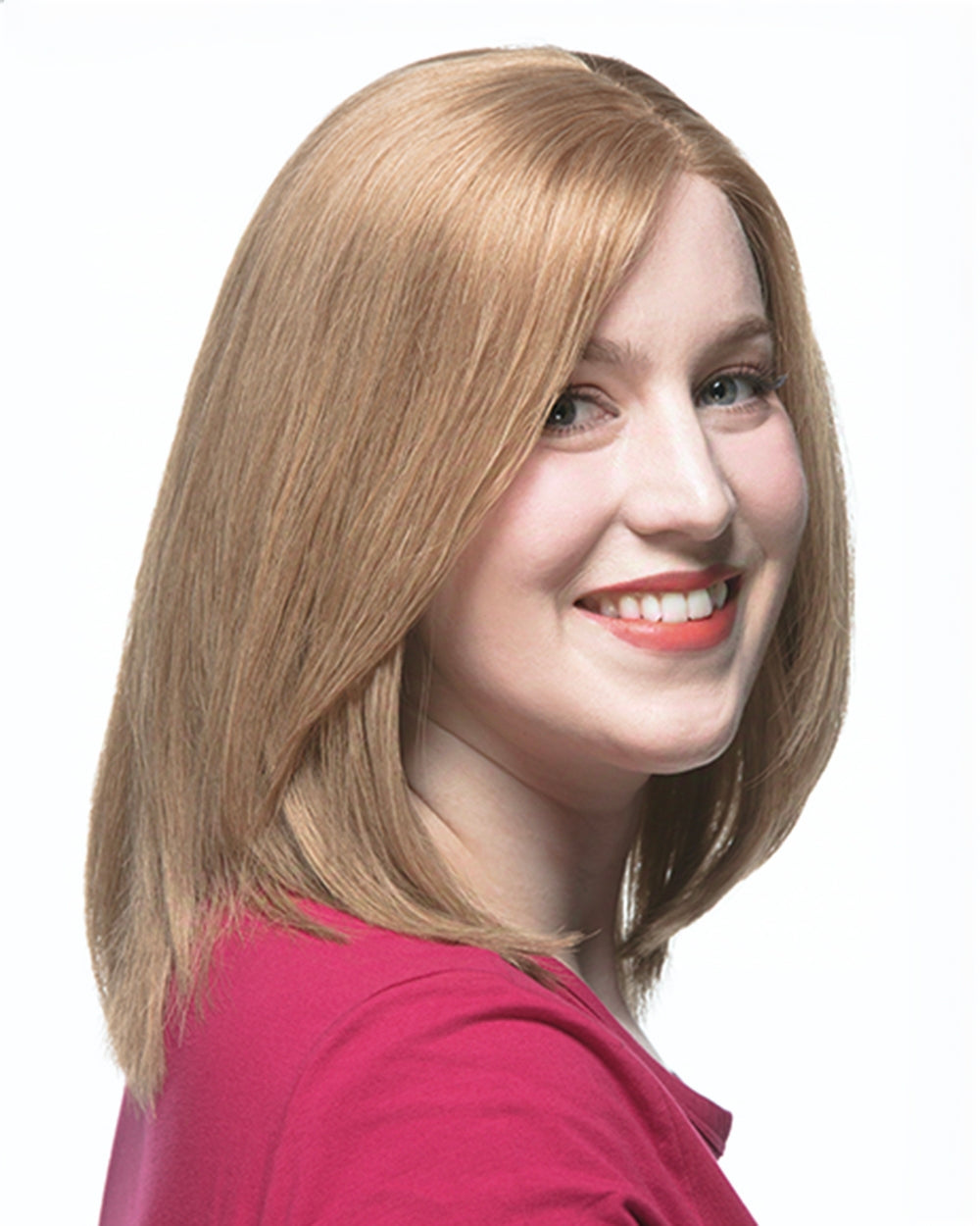Claire | 14" Light Brown Dark Blonde Shoulder Length with Side Bangs Human Hair Swiss Lace Closure Wig - WS007