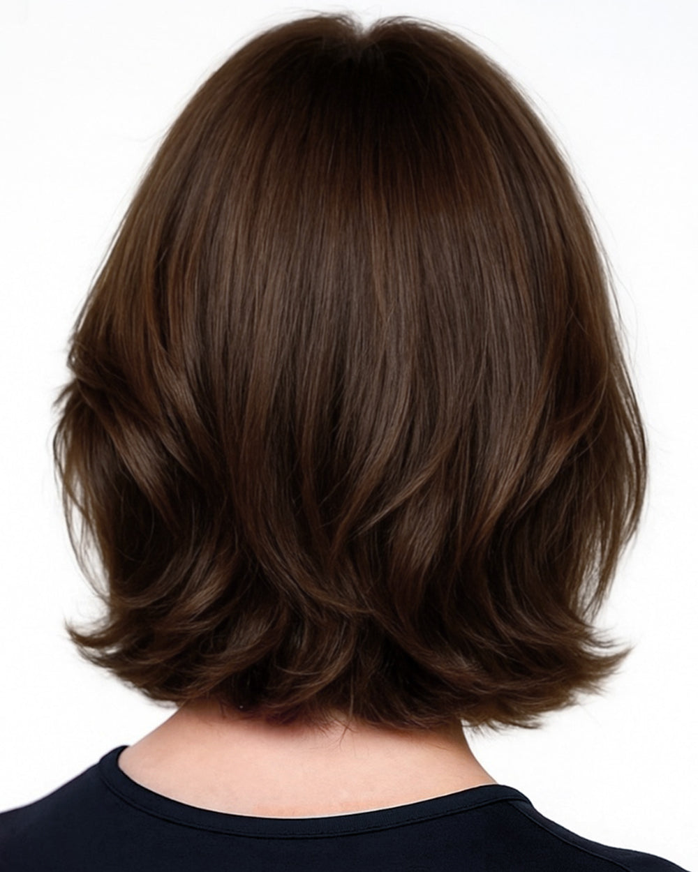 Maya | 12" Brown Straight Bob with Bangs Glueless Swiss Lace Closure Wig - WS013