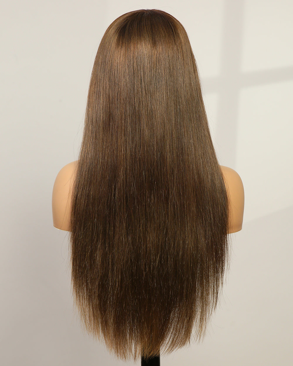 Harper | 24" Mushroom Brown Long Straight Layer Cuts Wispy Bangs Swiss Lace Front Wig - WS003