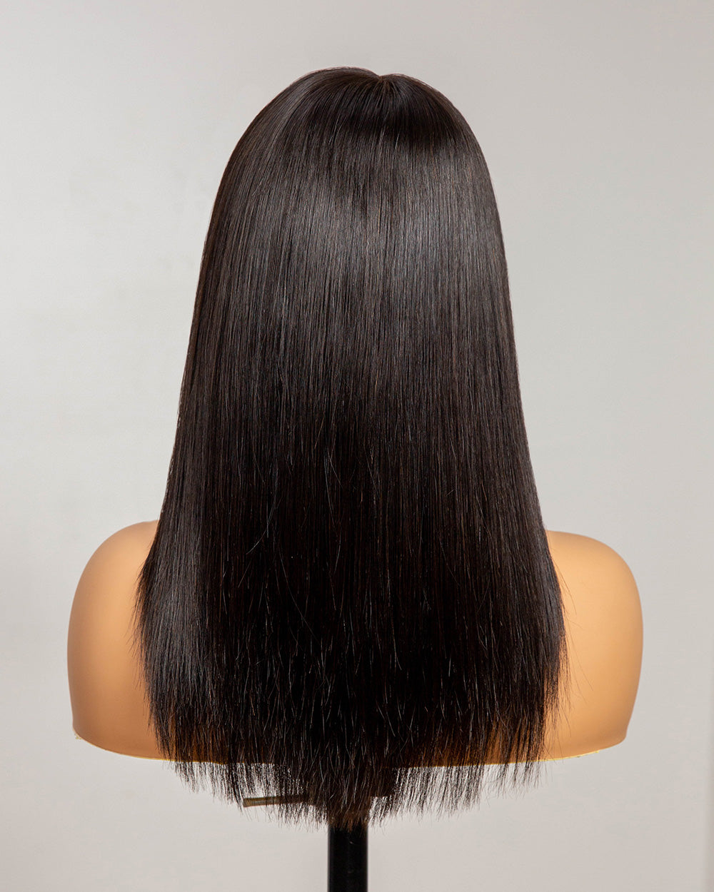 Ava | 16" Black Straight Human Hair Swiss Lace Front Wig - WLS001