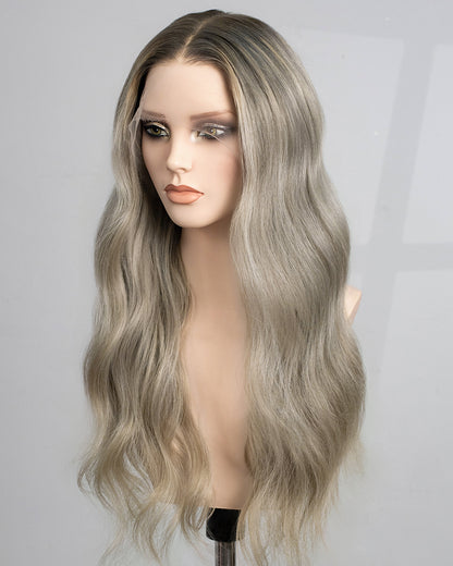 Nerina | 20" Seitenscheitel lose gewellte, kleberlose Schweizer Lace-Verschlussperücke - WW069
