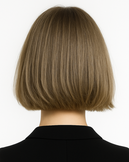 Nina | 10" Ash Brown Straight Bob Glueless Swiss Lace Closure Wig - WS015