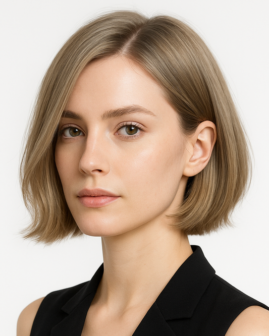 Nina | 10" Ash Brown Straight Bob Glueless Swiss Lace Closure Wig - WS015
