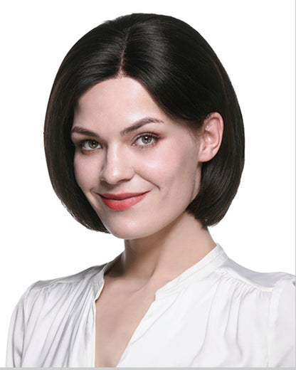 Mia | 10" Natural Black Bob Human Hair Swiss Lace Closure Wig - WS011