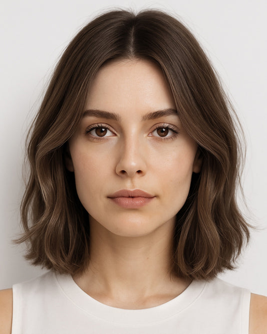 Lena | 12" Medium Brown Loose Wave Bob Glueless Swiss Lace Closure Wig - WW033