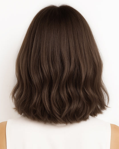 Lena | 12" Medium Brown Loose Wave Bob Glueless Swiss Lace Closure Wig - WW033