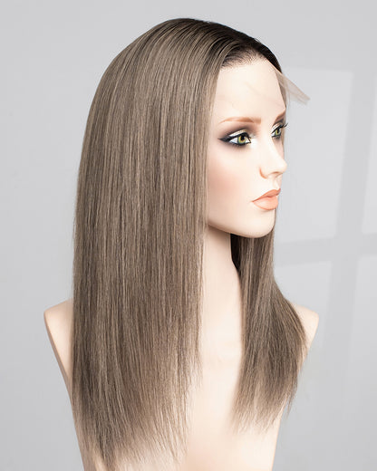 Elodie | 40 cm Aschblond 23x23 cm Lace-Top-Echthaar-Topper - TLW007
