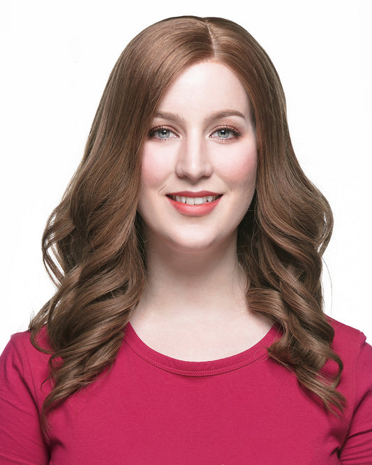Alyssa | 16" Light Brown Wavy Human Hair Swiss Lace Closure Wig - WW025