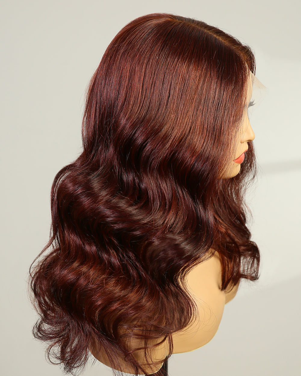 Bella | 16" Mahogany Brown Wave Human Hair Swiss Lace Closure Wig - WW021