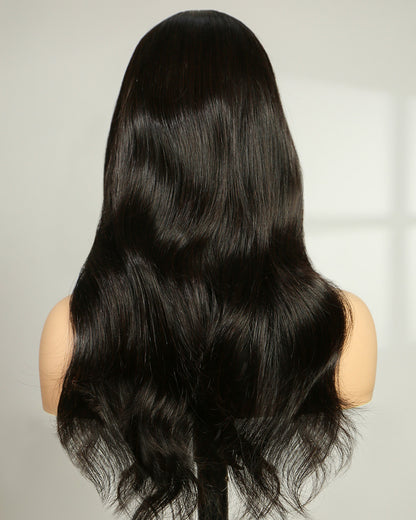 Ella | 16" Natural Black with Loose Waves Swiss Lace Closure Wig - WW029