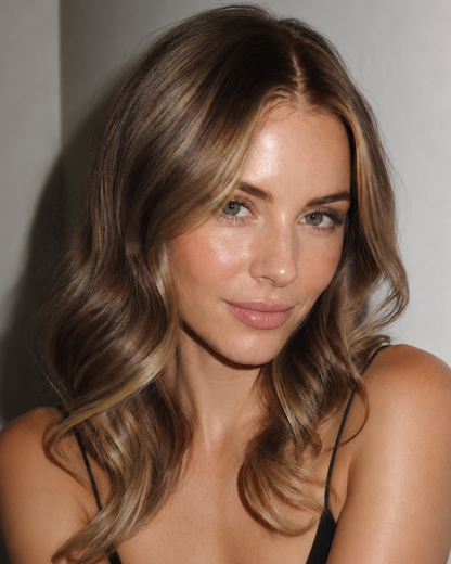 Lillian | 16" Mushroom Brown with Beige Highlights Body Wave Human Hair Lace Closure Wig - WW080