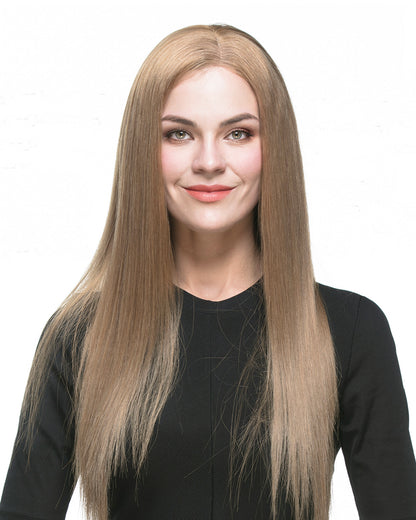 Seraphina | 20" Dark Natural Blonde Straight Human Hair Swiss Lace Closure Wig - WS009
