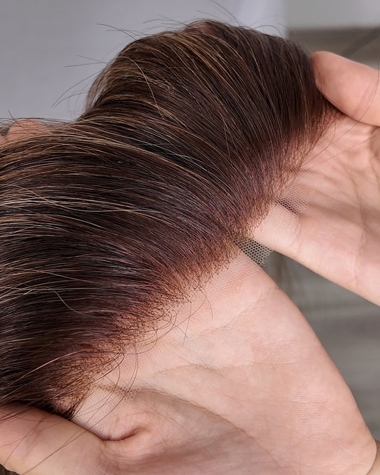 2.1" x 10.5" Dark Brown Human Hair Front Hairline Topper for Receding Hairline - TLW009
