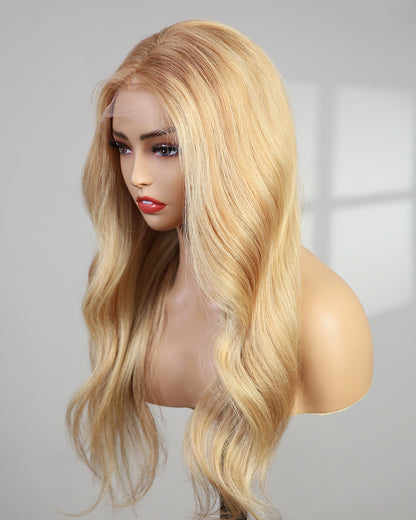 Sophie | 20" Golden Blonde Loose Wave Human Hair Swiss Lace Closure Wig - WW017