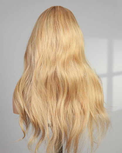 Sophie | 20" Golden Blonde Loose Wave Human Hair Swiss Lace Closure Wig - WW017