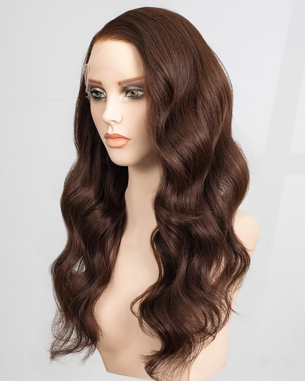 Ausverkauf | 22 Zoll Aschblond Lang Gewellt Echthaar Swiss Lace Closure Perücke - RT-2189