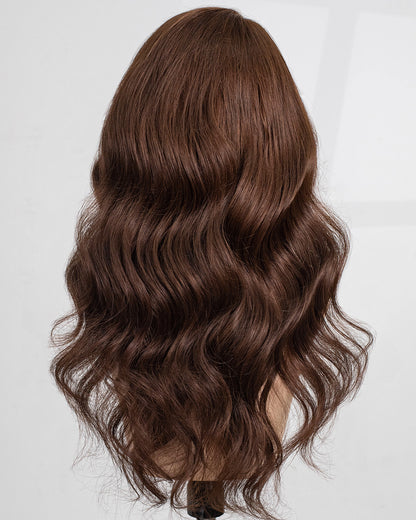 Ausverkauf | 22 Zoll Aschblond Lang Gewellt Echthaar Swiss Lace Closure Perücke - RT-2189