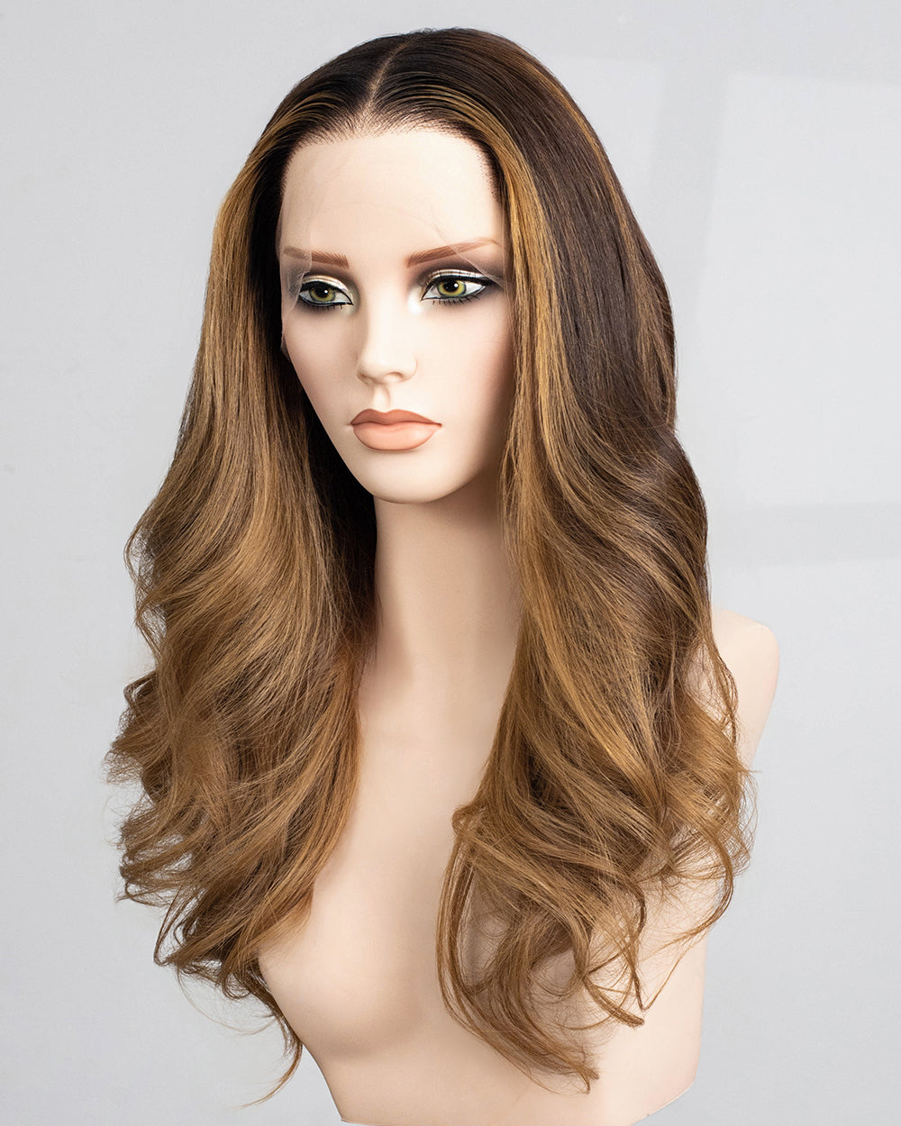 Ausverkauf | 22 Zoll Aschblond Lang Gewellt Echthaar Swiss Lace Closure Perücke - RT-2189