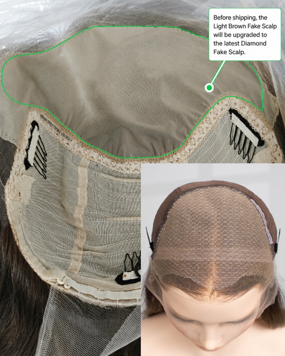 Ausverkauf | 22 Zoll Aschblond Lang Gewellt Echthaar Swiss Lace Closure Perücke - RT-2189