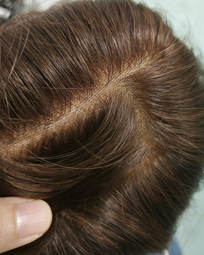 Ausverkauf | 22 Zoll Aschblond Lang Gewellt Echthaar Swiss Lace Closure Perücke - RT-2189