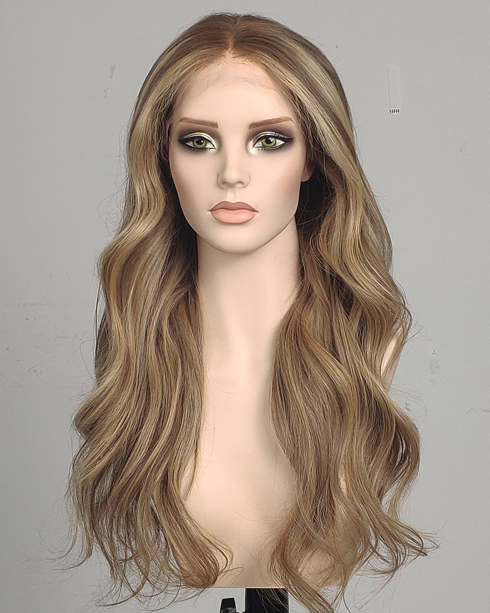 Clearance | 24 Inches Beige Blonde Balayage Wavy Human Hair Lace Closure Wig - RTWY-1953