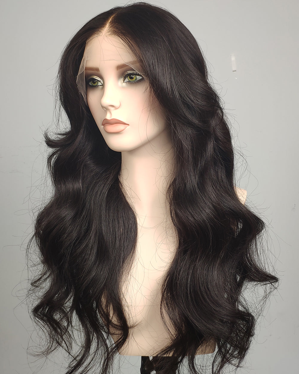 Naomi | 24" Natural Soft Black Loose Wave Human Hair Lace Closure Wig - WW079