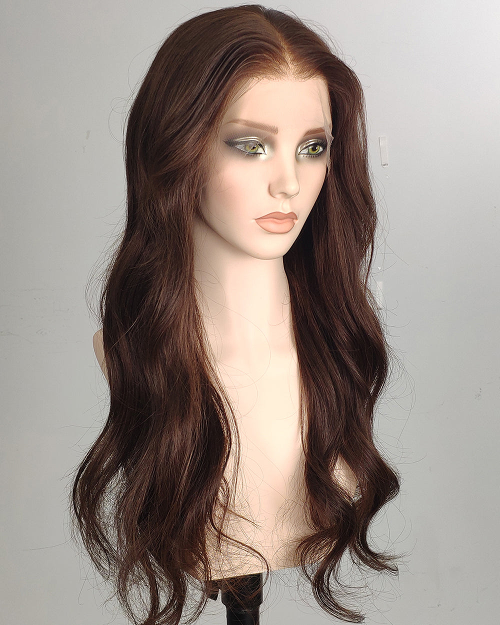 Adeline | 24" Chocolate Brown Loose Wave Human Hair Lace Closure Wig - WW081