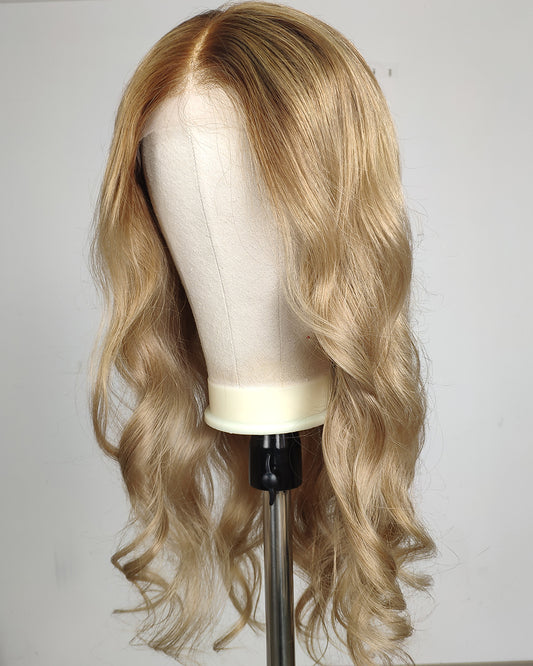 Clearance | 24 Inches Dark Beige Blonde Human Hair Swiss Lace Closure Wig - RTWY-2301