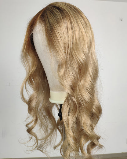 Clearance | 24 Inches Dark Beige Blonde Human Hair Swiss Lace Closure Wig - RTWY-2301