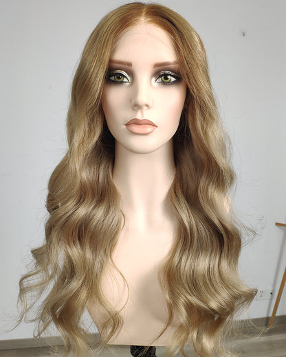 Clearance | 24 Inches Dark Beige Blonde Human Hair Swiss Lace Closure Wig - RTWY-2301