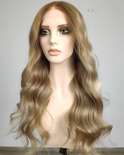 Clearance | 24 Inches Dark Beige Blonde Human Hair Swiss Lace Closure Wig - RTWY-2301