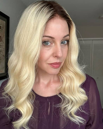 Laura | 20" Blonde Body Wave Human Hair Swiss Lace Closure Wig - WLW001