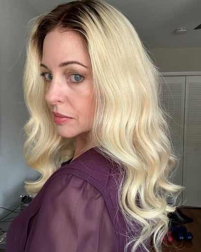 Laura | 20" Blonde Body Wave Human Hair Swiss Lace Closure Wig - WLW001