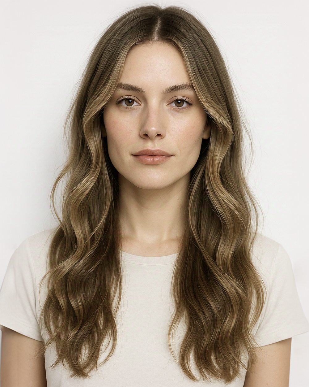 Sierra | 22" Ash Brown with Golden Highlights Soft Wavy Glueless Swiss Lace Closure Wig - WW039