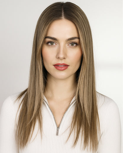 Persephone | 16" Ash Brown 9"x9" Lace Top Human Hair Topper - TLW004