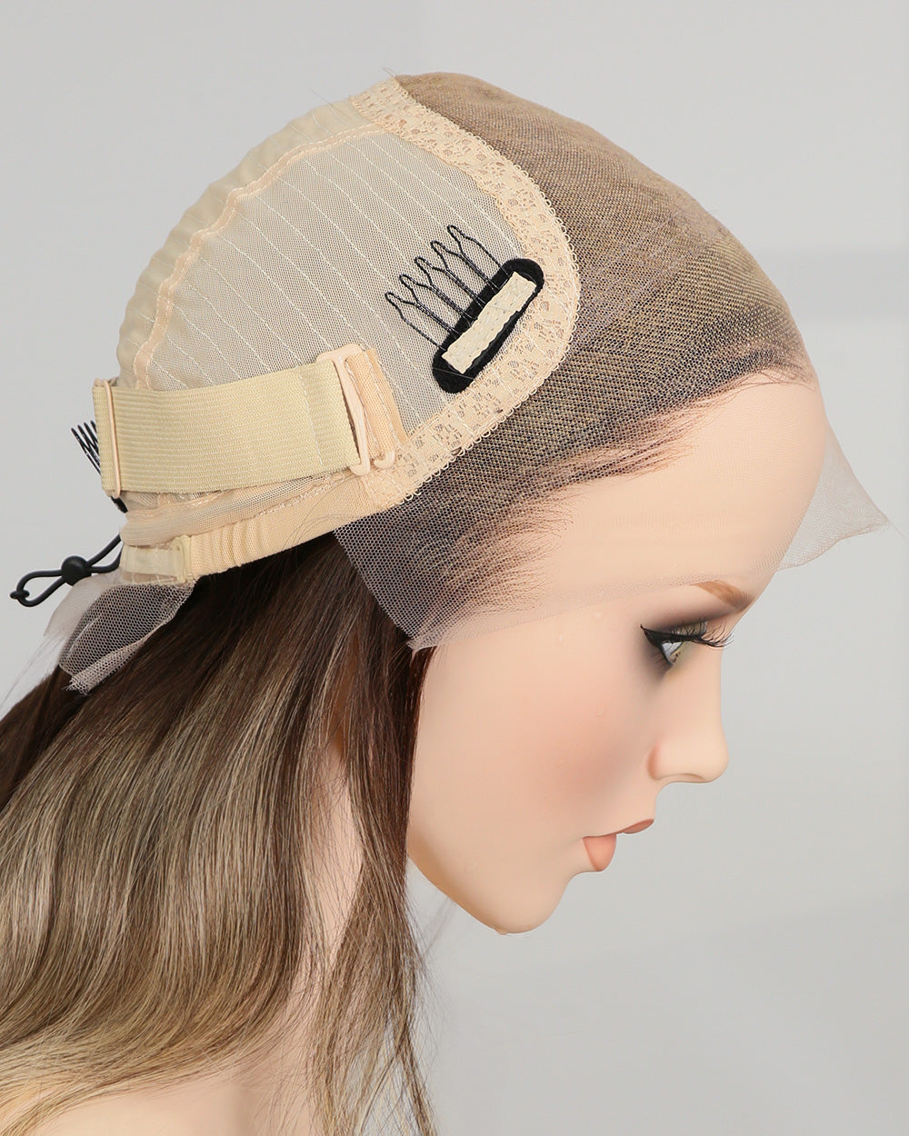 Vera | 20" Blonde Balayage With Dark Roots Human Hair Swiss Lace Front Wig - WW049