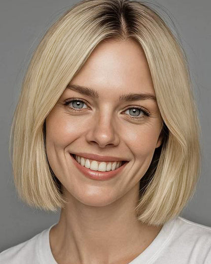 Maren | 12" Blonde Bob Human Hair Swiss Lace Front Wig - WS019