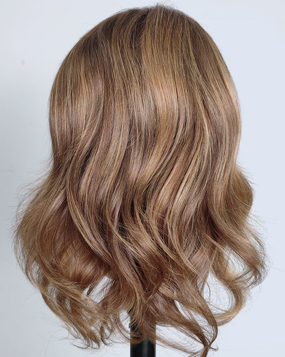 Ausverkauf | 22 Zoll Aschblond Lang Gewellt Echthaar Swiss Lace Closure Perücke - RT-2189