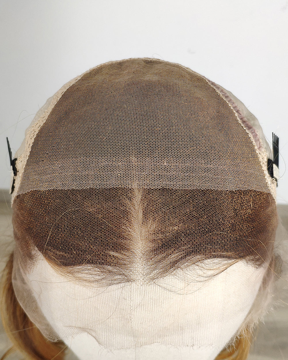 Ausverkauf | 22 Zoll Aschblond Lang Gewellt Echthaar Swiss Lace Closure Perücke - RT-2189