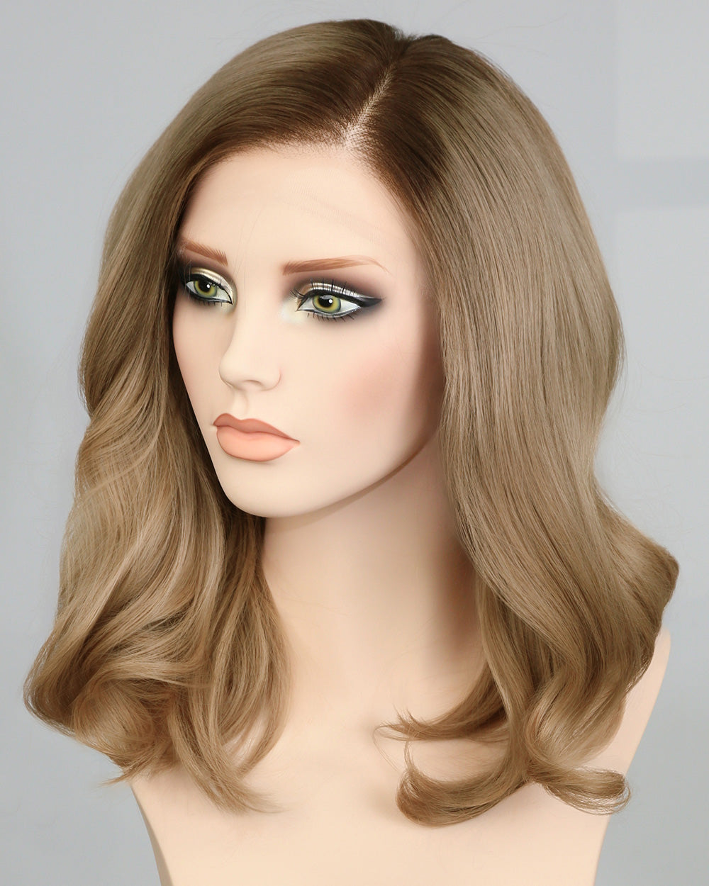 Elsa | 16" Blonde With Dark Roots Human Hair Swiss Lace Front Wig - WW048