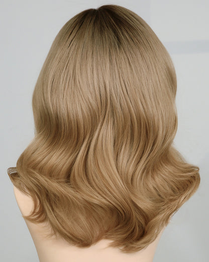 Elsa | 16" Blonde With Dark Roots Human Hair Swiss Lace Front Wig - WW048