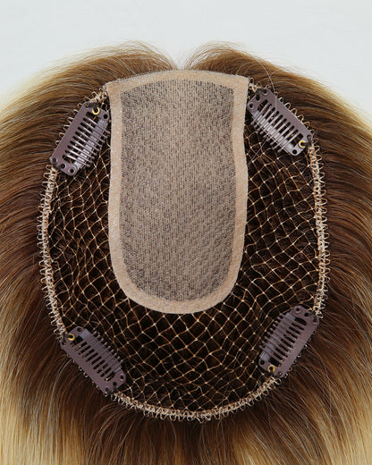 Rory | 16" Blonde Straight Silk Top Hair Integration System Fish Net Human Hair Topper - TLW005